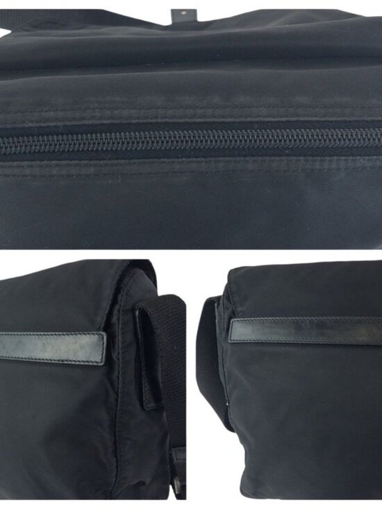 Prada Tessuto Black Silver Nylon Leather Shoulder Bag main image 0